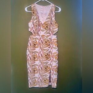 Gianni Bini XS Beckham Cutout Sheath Dress with Jacquard Leaf Print *like new*